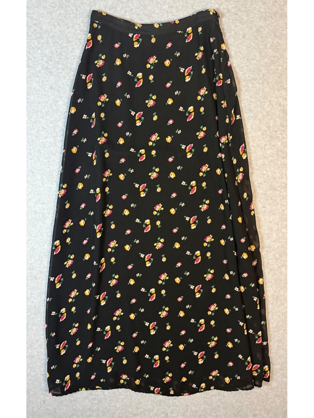Vintage Limited America Long Black Floral Skirt Size 2